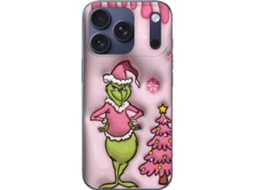 Capa Para Celular Compatível Com Apple Iphone 17 Pro Rosa Com O Grinch De Natal, Apresentando A Figura Clássica Do Papai Noel Em Traje Rosa, Uma Versã