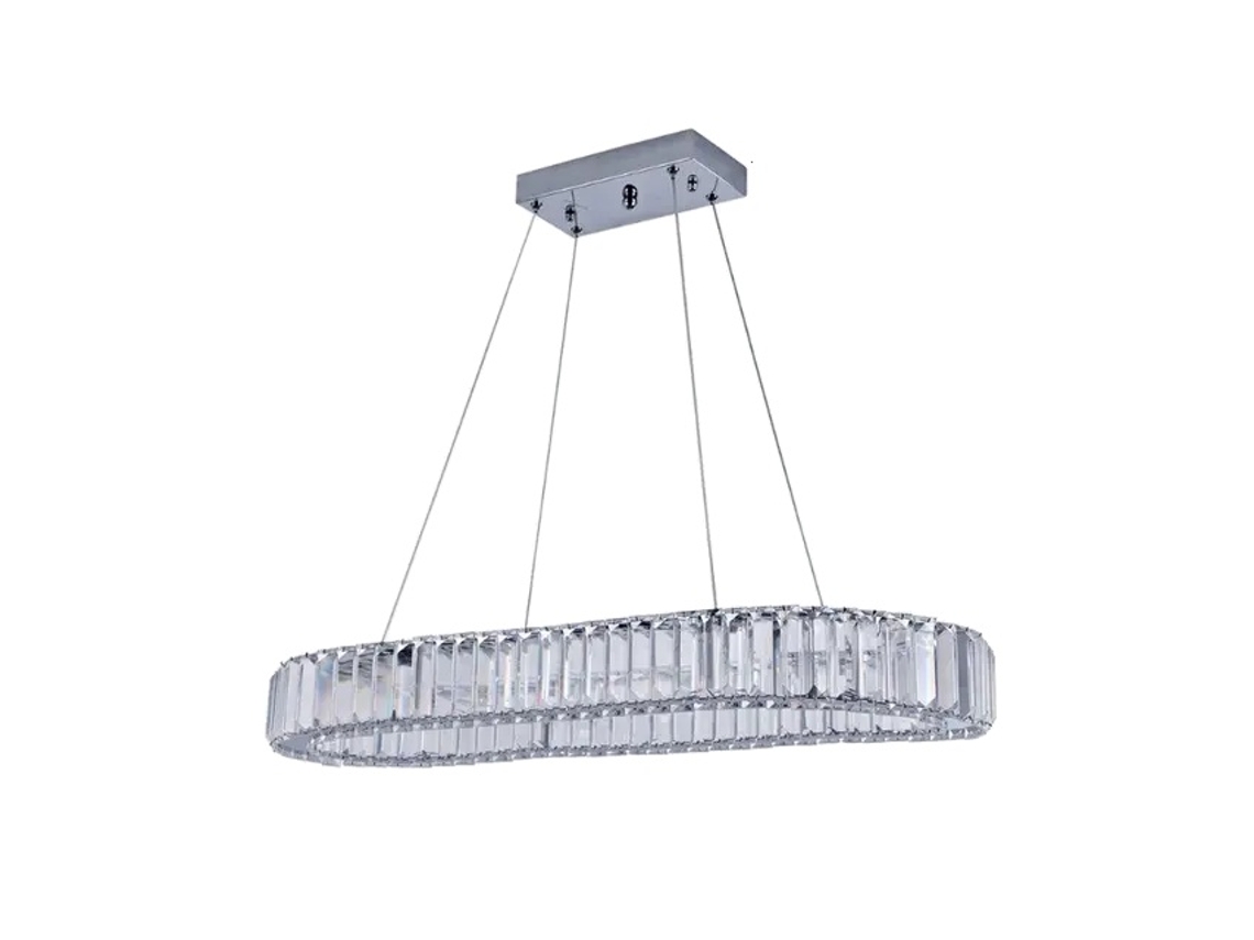 Lustre, Design Oval, Pendente De Cristal Moderno,l70cm Grande,dimmer Com Controle Remoto Oem