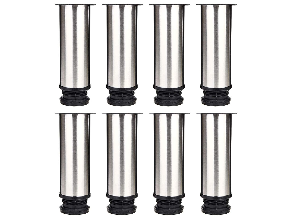 Conjunto De 8 Pernas Para Móveis, Pernas De Cozinha Ajustáveis Ø 50 Mm / Altura 150 Mm Pés De Mesa Redondos De Metal E Aço Inoxidável Ehstmind
