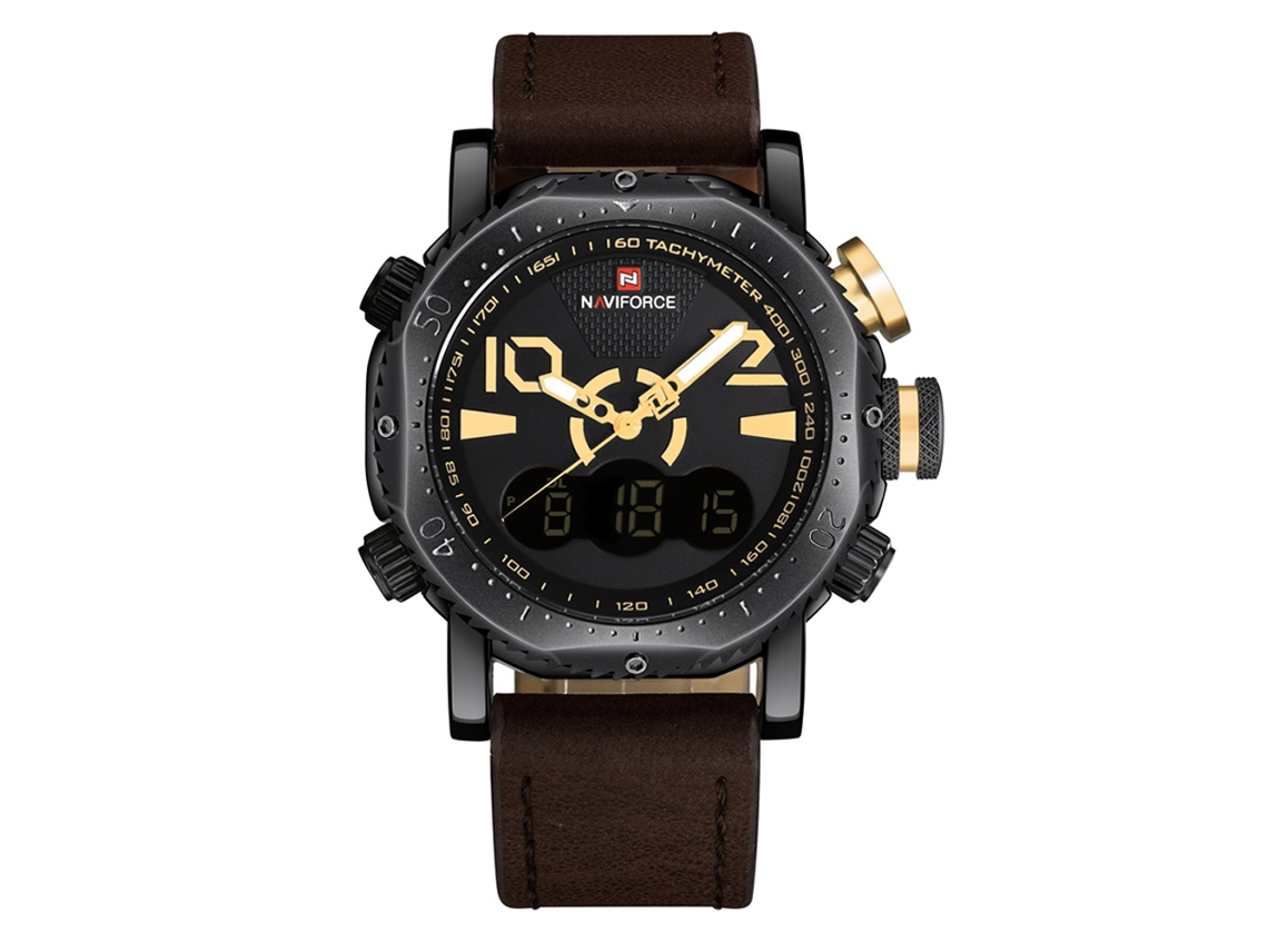 Relógio Eletrônico Quartz Masculino de Pulso Impermeável 3atm com Pulseira Pu Estilo Moderno