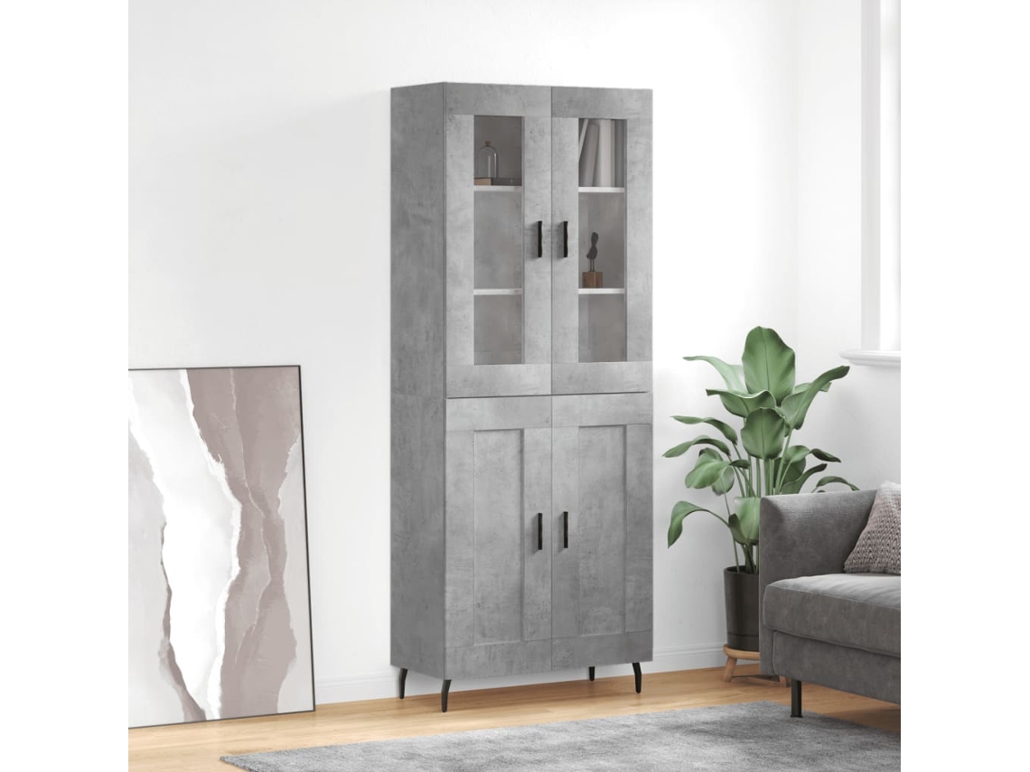 Vidaxl Armário Alto 69,5x34x180 Cm Derivados De Madeira Cinza Cimento