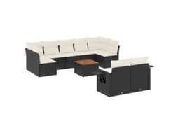 Maison Exclusive - 10 Pcs Conjunto Sofás De Jardim C/ Almofadões Vime Pe Preto