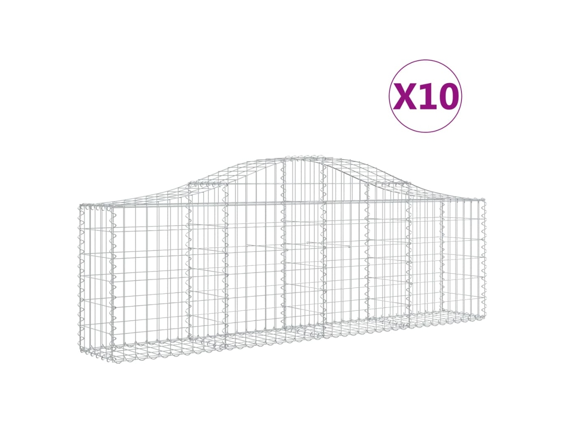Gabion Basket, Gabion Baskets Vidaxl Prateado Ferro (200 X 30 X 60/80 Cm)