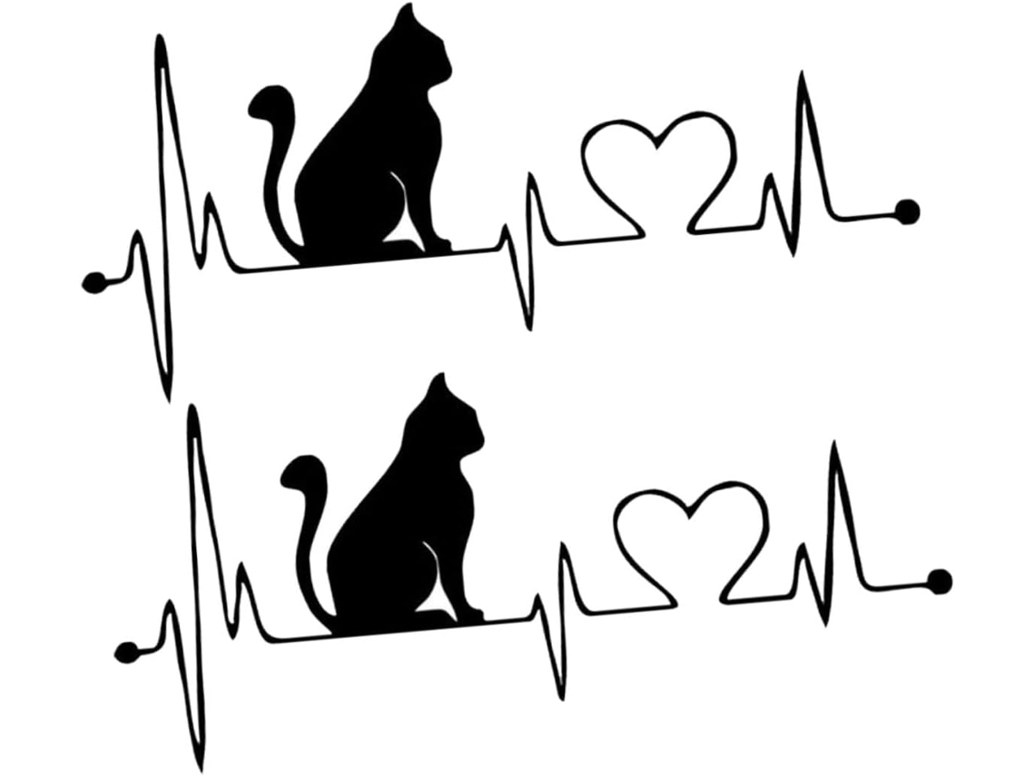 Conjunto De 2 Adesivos Decorativos Pretos De Pvc Com Formato De Gato Para Carro.