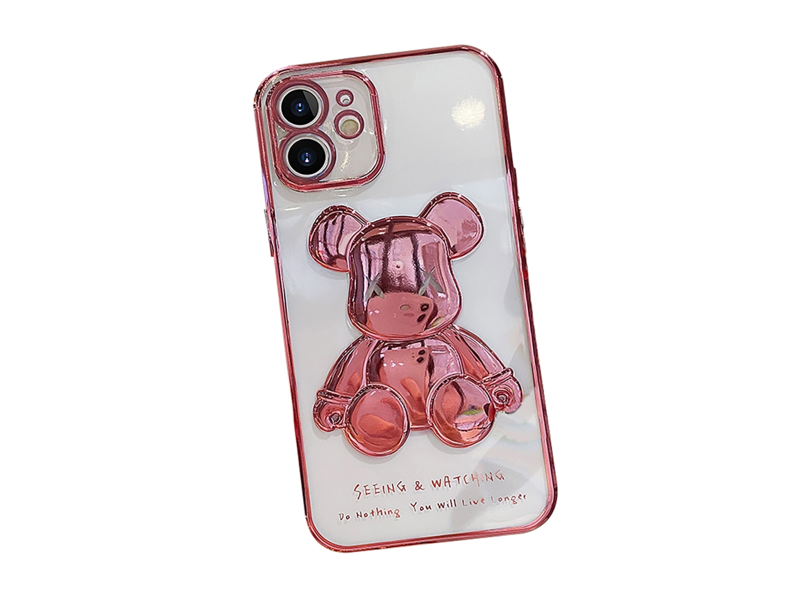 Capa de telefone transparente urso rosa EOOCOO