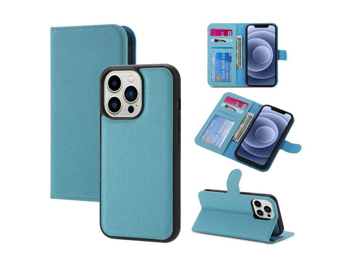 Capa Para Iphone 15 Pro Max Pele Sintética Azul