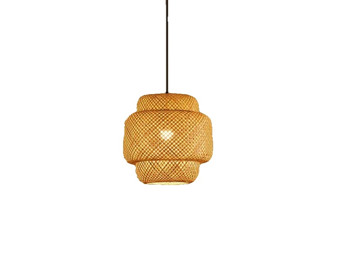 Lustre De Bambu, Design Tricotado À Mão, Tipo De Base E27,30cm,sem Lâmpada Oem