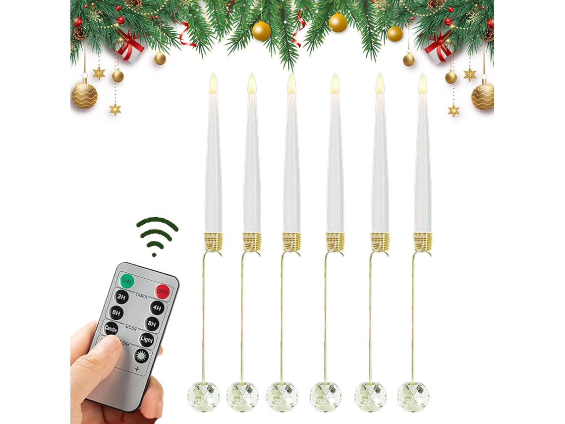Bougies De Sapin De Noël À Piles | Fausse Bougie Led À Piles Com Télécommande,6 Peças Led Sans Flamm Gokoco