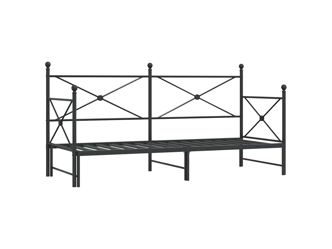 Daybed With Trundle, Daybeds With Trundles Vidaxl Preto Aço (90 X 200 Cm)