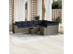 Vidaxl Conjunto De Sofá De Jardim Com 10 Peças E Almofadas Em Rattan Sintético Cinza