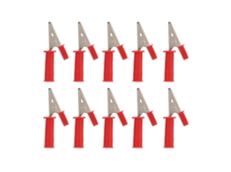 Yuru 10pcs Pinça Isolada de Teste com Abertura 5mm e Jack 4mm em Latão para Testes Experimentais e Automotivos Vermelha