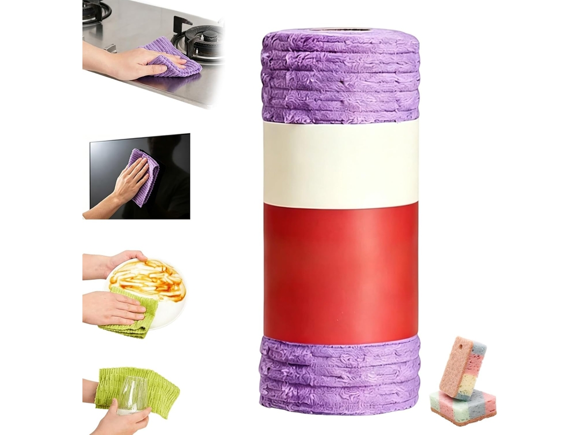 Rolo De Limpeza Versátil E Reutilizável, Pano Microfibra,