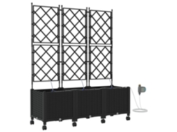 Conjunto 3 Vaso De Jardim Vidaxl Preto Polipropileno (120 X 40 X 148 Cm)