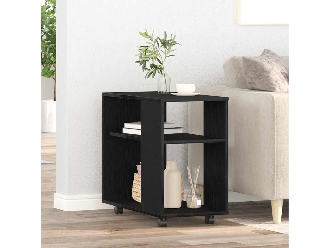 Vidaxl Mesa Lateral Carvalho Preto 70x35x60 Cm Madeira Projetada