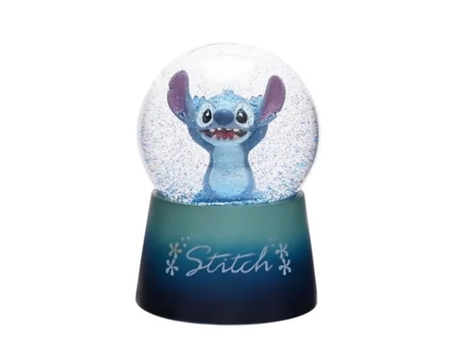 Bola De Neve Disney Stitch 78mm Glitter Azuis Suporte Em Resina Widdop