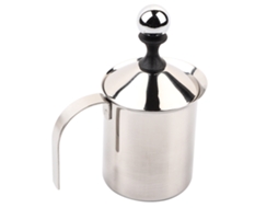 Espumador de Leite Manual de Aço Inoxidável 400ml com Mola para Cozinha