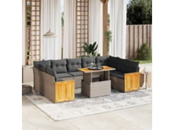 Jogo de Sofá Jardim 10 Peças C/ Almofadões Vime Pe Cinza Dkd Home Decor