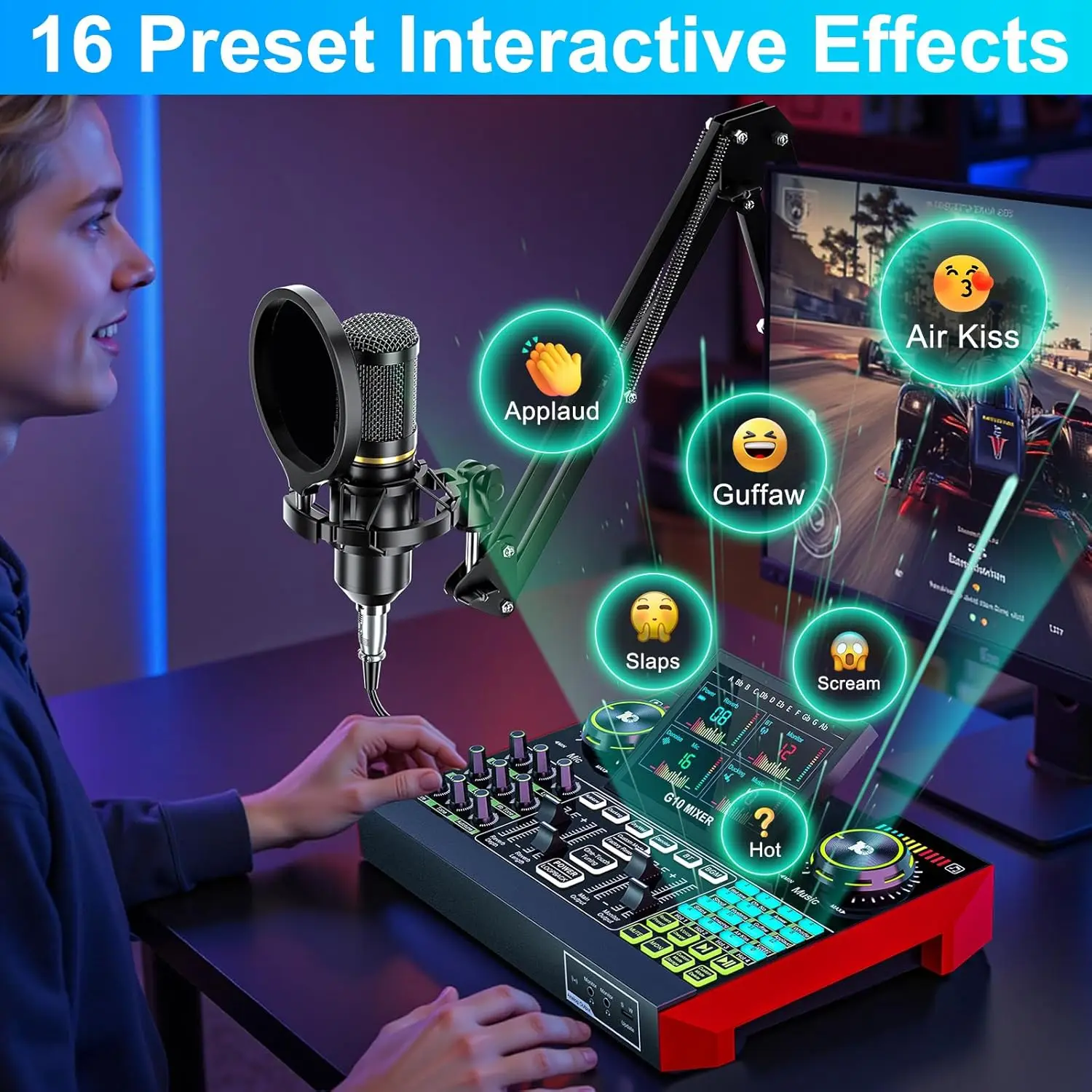 Conjunto De Equipamentos Para Podcast, Conjunto De Estúdio, Equalizador, Placa De Som Em Tempo Real, Interface De Áudio Para Notebook