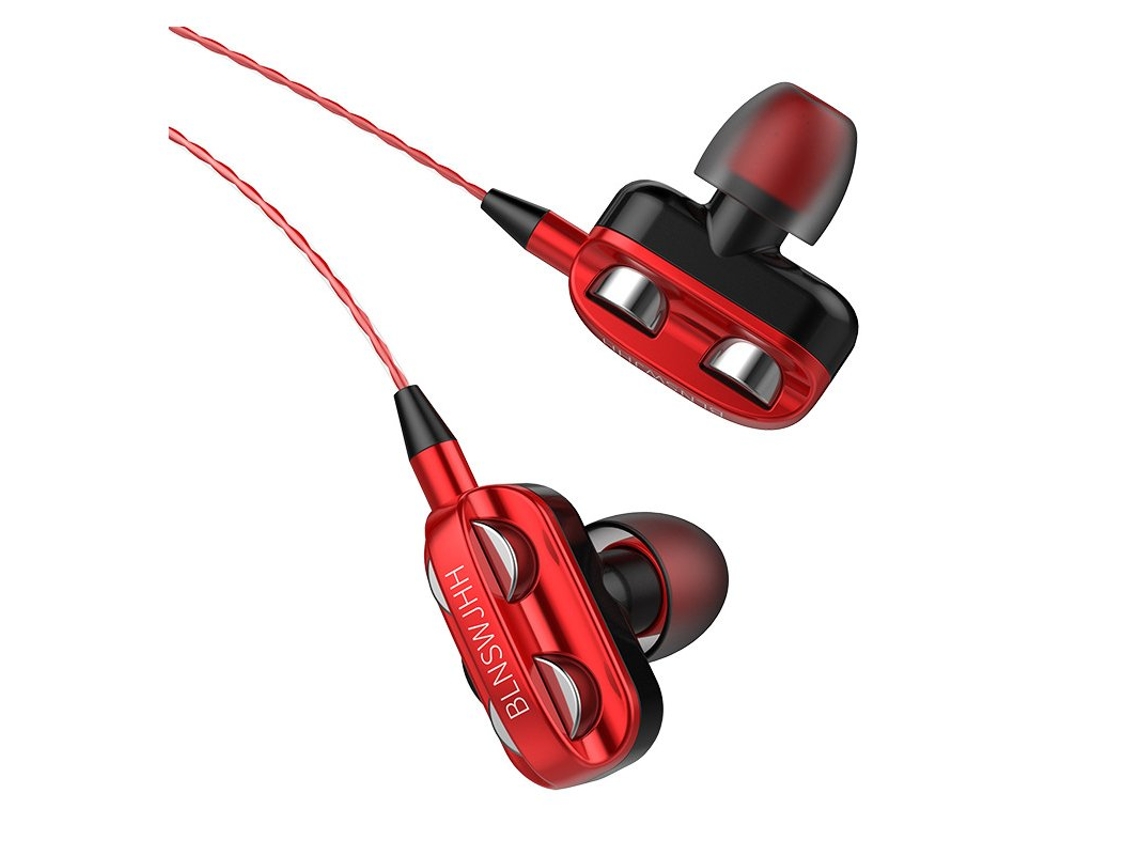 Auriculares com Fio Hifi Super Bass 3,5 Mm In-Ear Headphone Estéreo Earbuds Ergonômico desportos Headsest Presente de Aniversário Vermelho