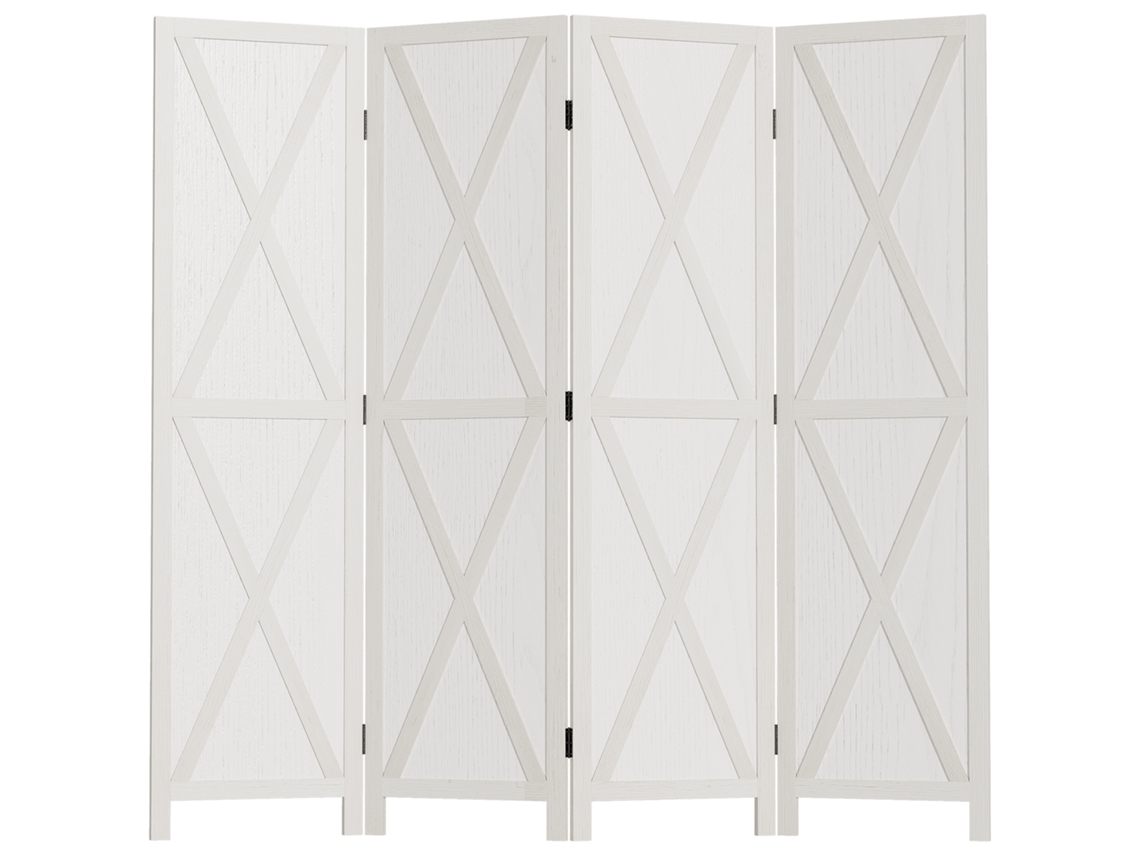 Divisória De Ambientes Dobrável Com 4 Painéis, 182x170 Cm, Elegante, Branca