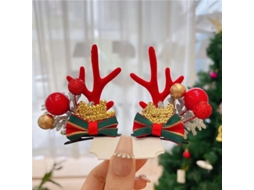 Grampo de Cabelo com Chifre de Rena Natalino Plush Adorno para Festas S/MARCA