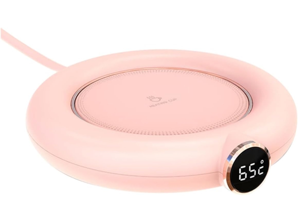 Aquecedor De Xícaras Usb De 3 Níveis Com Visor Digital, Rosa