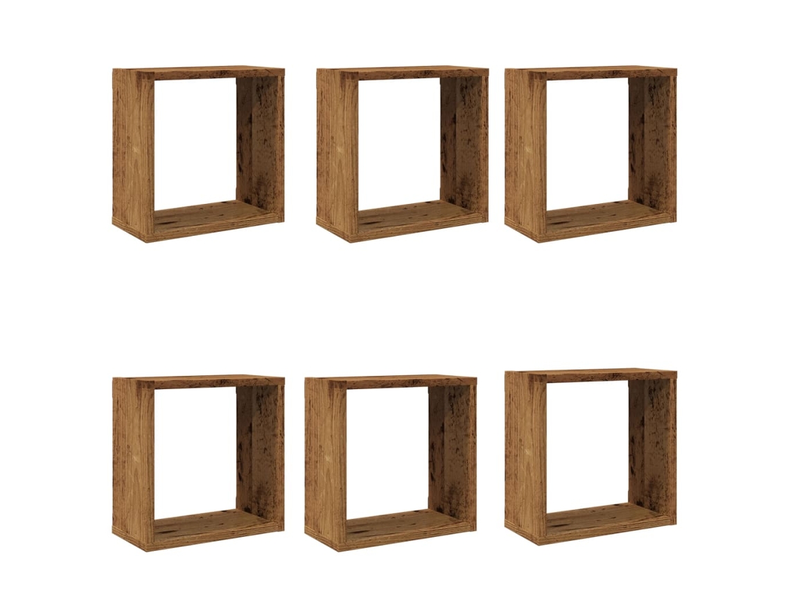 Wall Cube Shelf, Wall Cube Shelves Vidaxl Marrom Madeira Processada (30 X 15 X 30 Cm)
