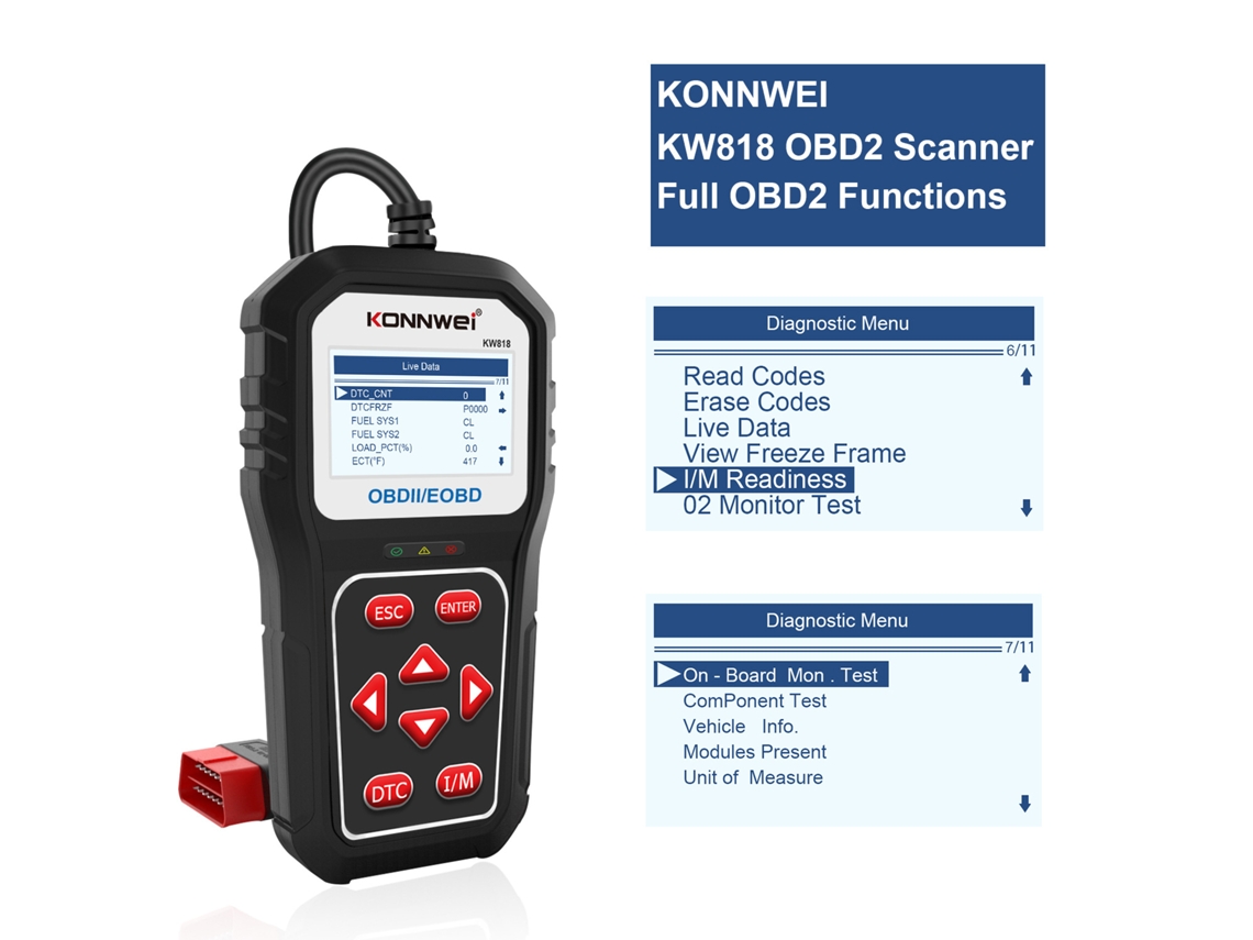 Konnwei Kw818 Universal Car Obdii Scanner Ferramenta Código Automático Leitor Preto