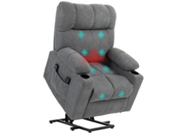 Poltrona De Elevação Para Idosos, Reclinável, Comando, Mobiliário Sala Estar, 144x91x88 cm, Cinza
