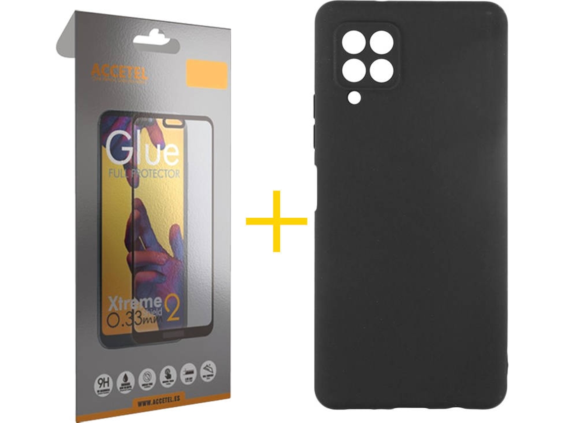 Capa e Película Samsung A12 5G ACCETEL Vidro Temperado 4041 Preto