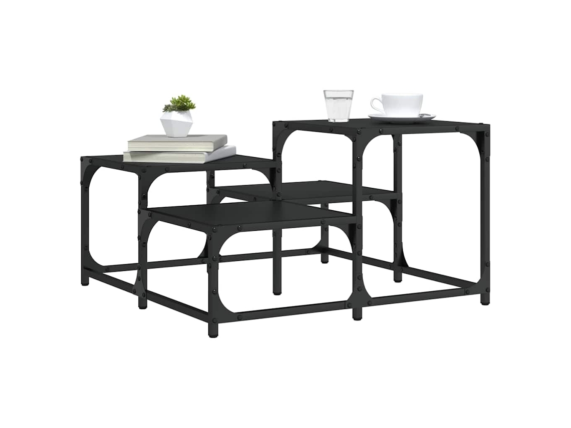 Vidaxl Mesa De Centro 68x68x40 Cm Derivados De Madeira Preto