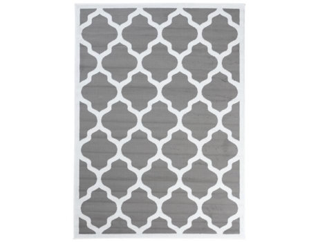 Tapete Tapiso Pêlo Curto Luxury Geométrico Polipropileno Branco (120x170cm)