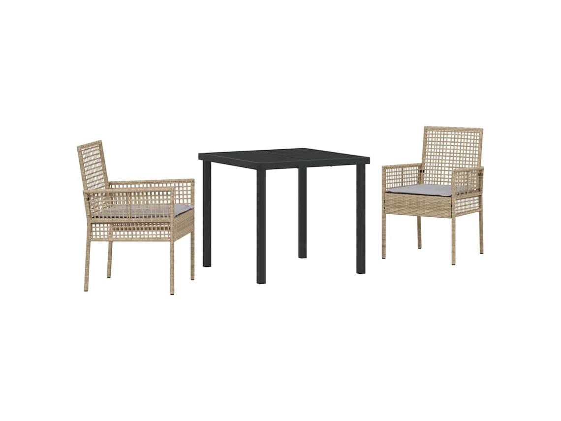 Maison Exclusive - Conjunto De Jantar Para Jardim Com Almofada 3 Pcs Bege Vime Pe