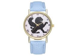 Reloj De Cuarzo Unisex De Estilo Retro Con Correa De Cuero Artificial Color Azul Claro
