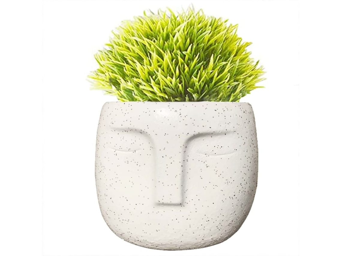 2026-vaso De Cimento Com Rosto Cute Succulento Com Drenagem 4,9x5,5 Polegadas Para Jardim E Interior