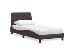Cama Com Colchão 90x200 Cm Tecido Castanho-escuro