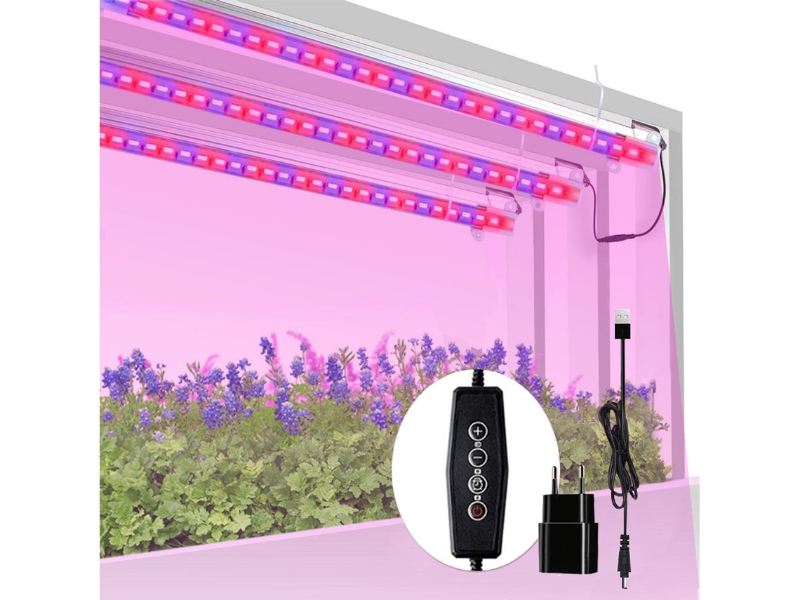 Fitas De Led Para Cultivo De Plantas De Interior, Iluminação Vermelha E Azul De Espectro Completo Para Um Crescimento Saudável, Liga E Desliga Automat