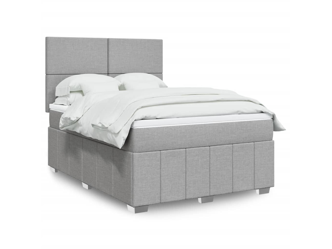 Vidaxl Cama Com Molas/colchão 160x200 Cm Tecido Cinzento-claro
