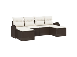Conjunto 6 Conjunto De Sofá Modular Vidaxl Castanho Vime Pe (234 X 117 X 85 Cm)