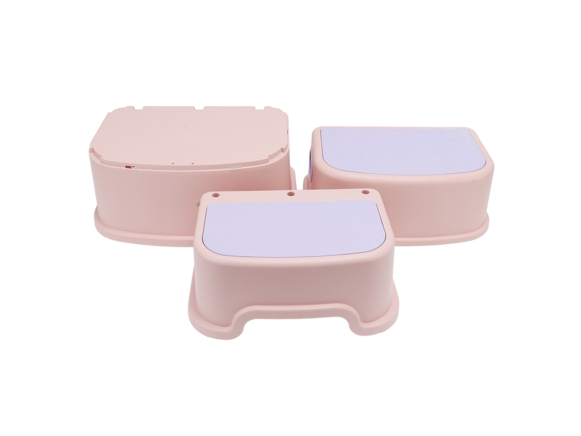 Mali 3 Pcs Escada para Crianças Estável Antiderrapante Bordas Suaves Plástico Rosa Banheiro Cozinha
