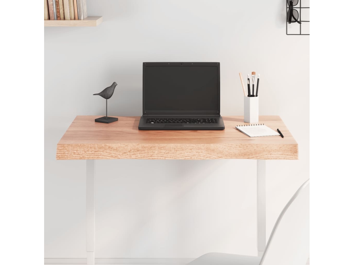 Vidaxl Tampo De Mesa Com Bordas Vivas Carvalho Tratado Castanho-claro