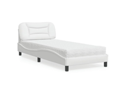 Vidaxl Cama com Colchão Hvar 90x200 Cm Couro Artificial Branco