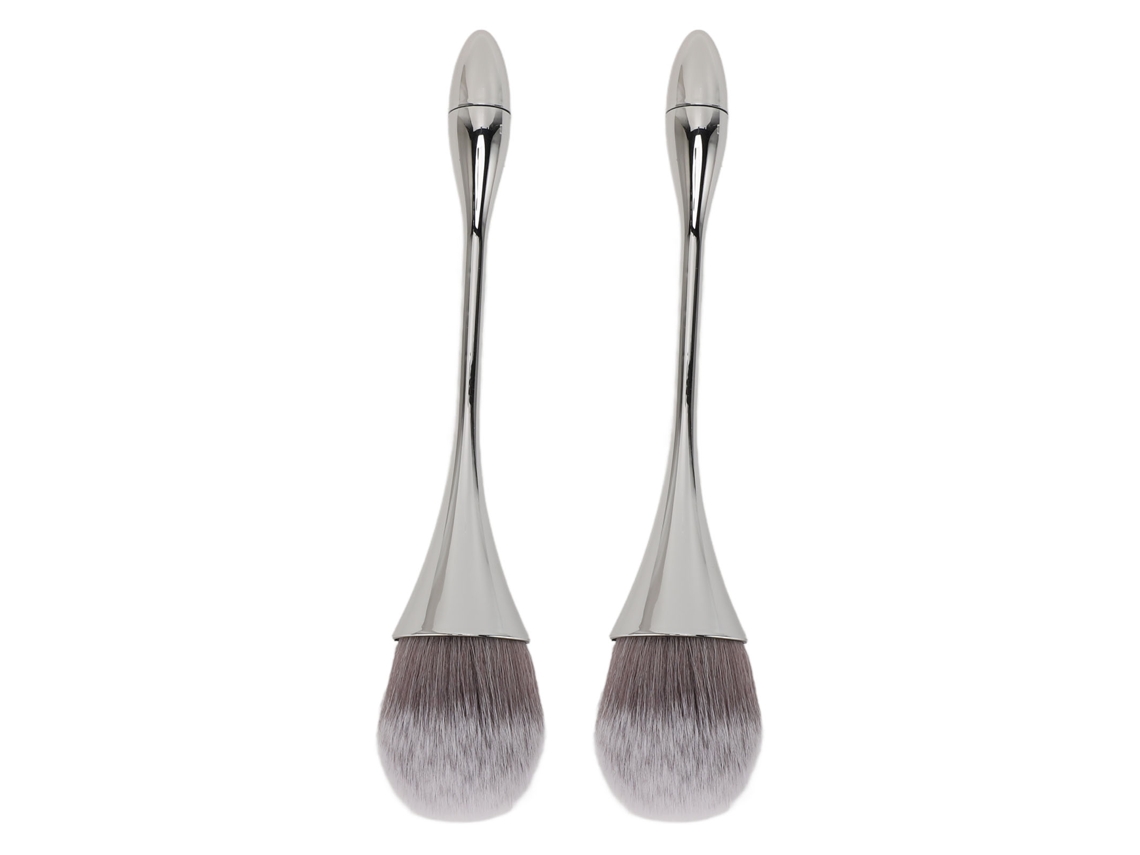 2pcs Pincel De Pó Para Arte De Unhas Com Cerdas Macias E Cabo Ergonômico Multipropósito Para Uso Em Manicure Prata