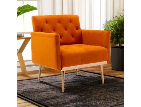 Cadeira Lateral Sofá Individual de Lazer com Pernas Rose Golden 79*65*82Cm Laranja MUVOE