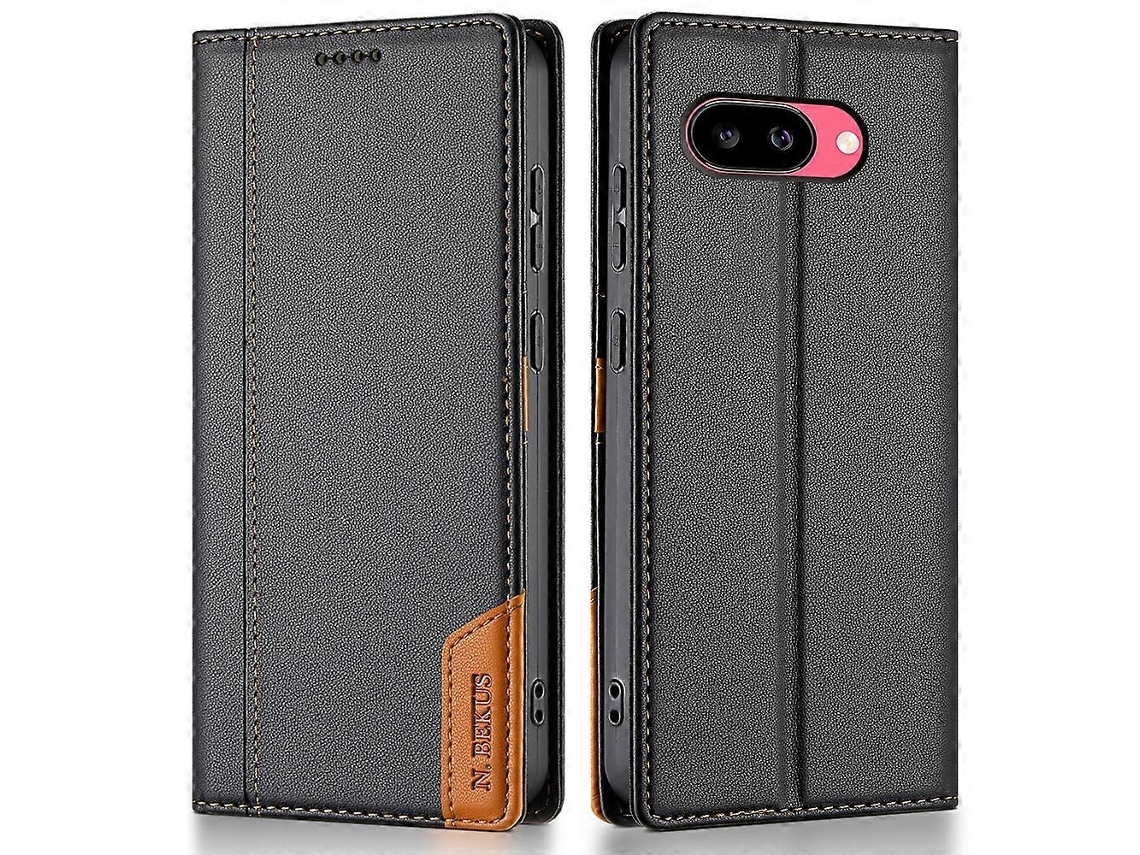 Capa Tkdaddy N.bekus P3 Para Google Pixel 9a Com Bloqueio Rfid E Suporte Tipo Carteira, Capa Flip De Couro Sintético, Preta