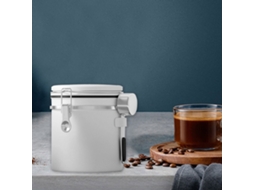 Canister De Café 1.5l Em Aço Inox - Recipiente Hermético Com Marcador De Data E Colher Para Grãos E Chá