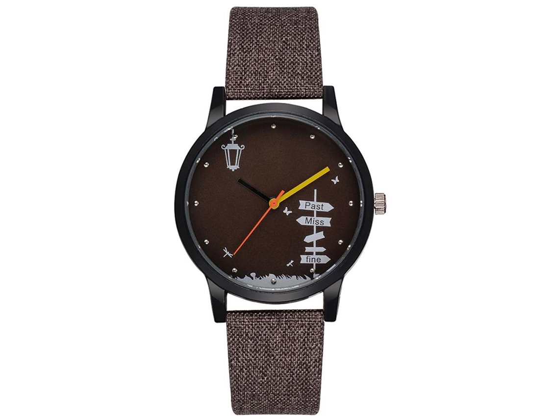 Relógio masculino Gaiety, mostrador redondo, analógico, quartzo, pulseira marrom escura.