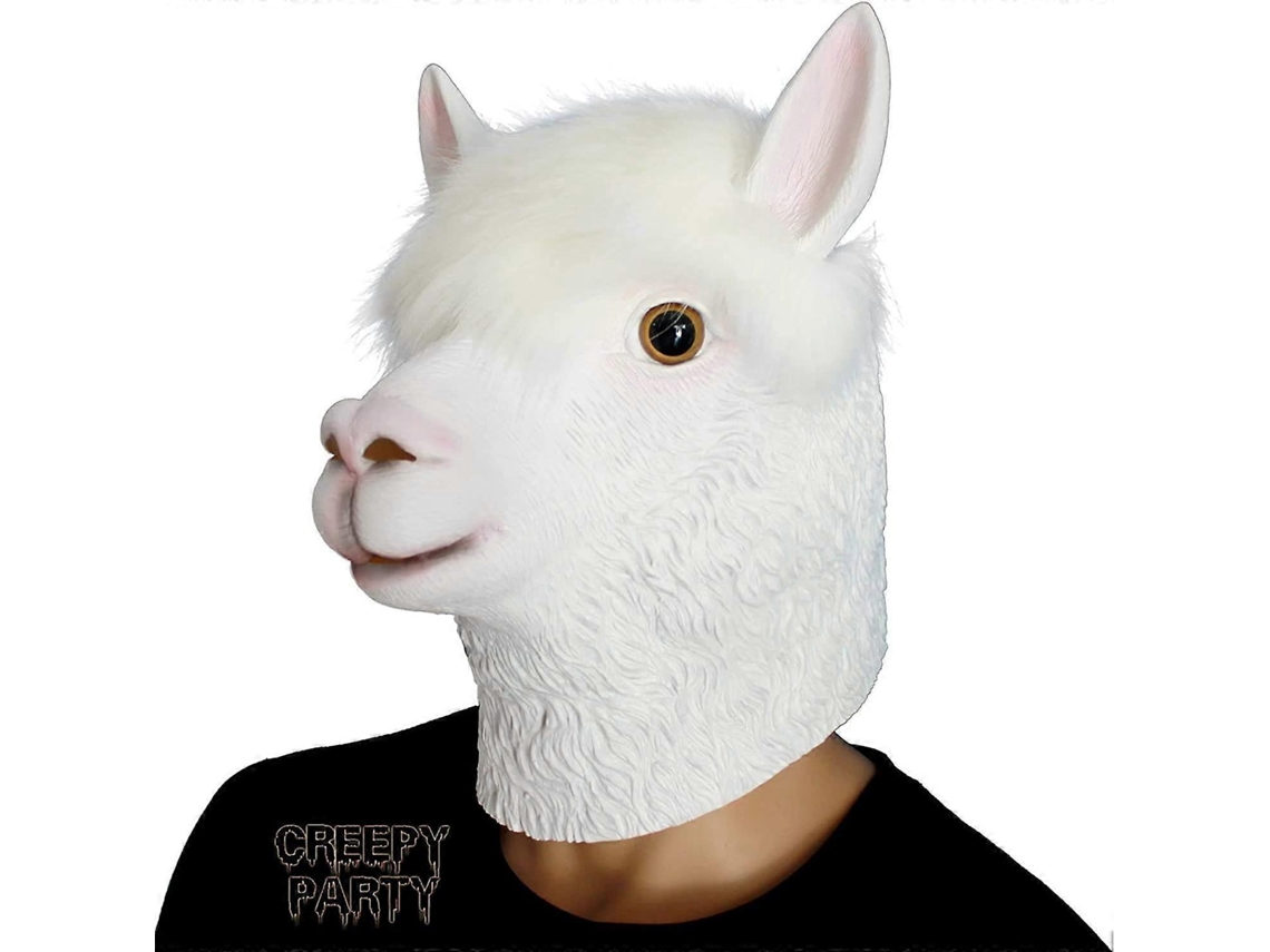 Máscara De Animal Fantasia Novidade Festa De Halloween Máscara De Látex Cabeça De Animal Máscara De Alpaca Máscara Branca Olysi Shop (lhama)