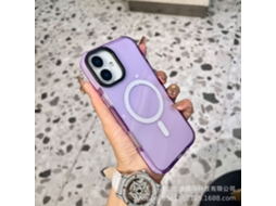 Capa Para Iphone 17 Com Borda Roxa, Transparente, Contraste Roxo, Fecho Magnético, Airbag, Silicone Macio E Transparente.