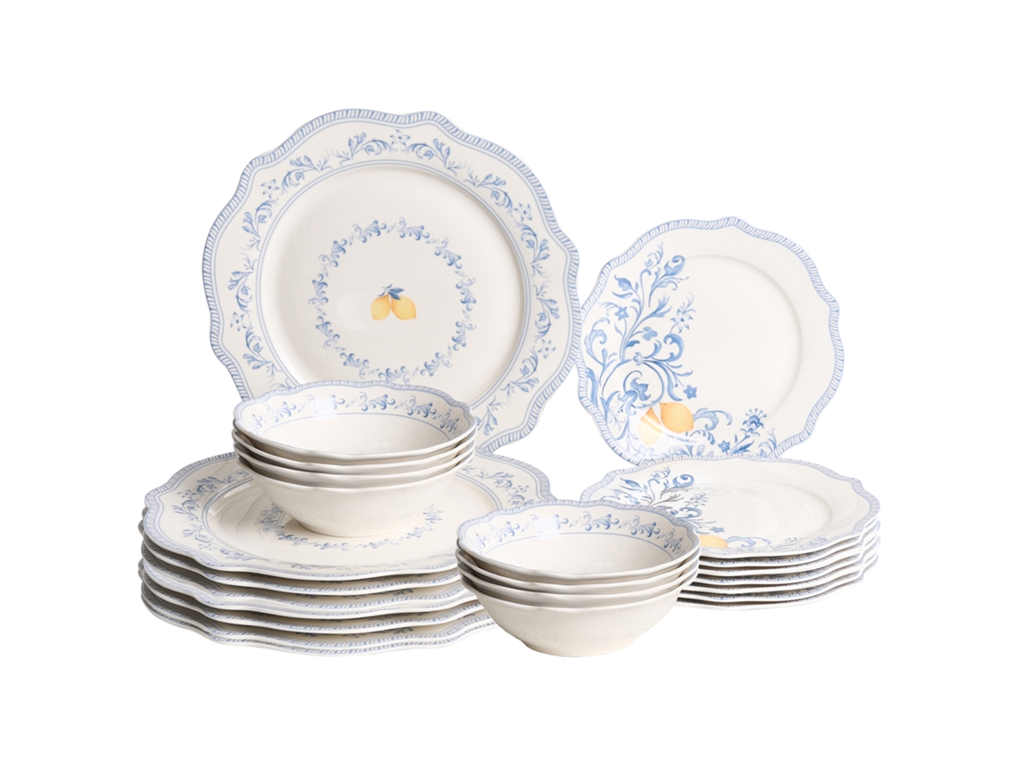 Vajilla Beliani Lovage De Porcelana Blanco 27x27x2